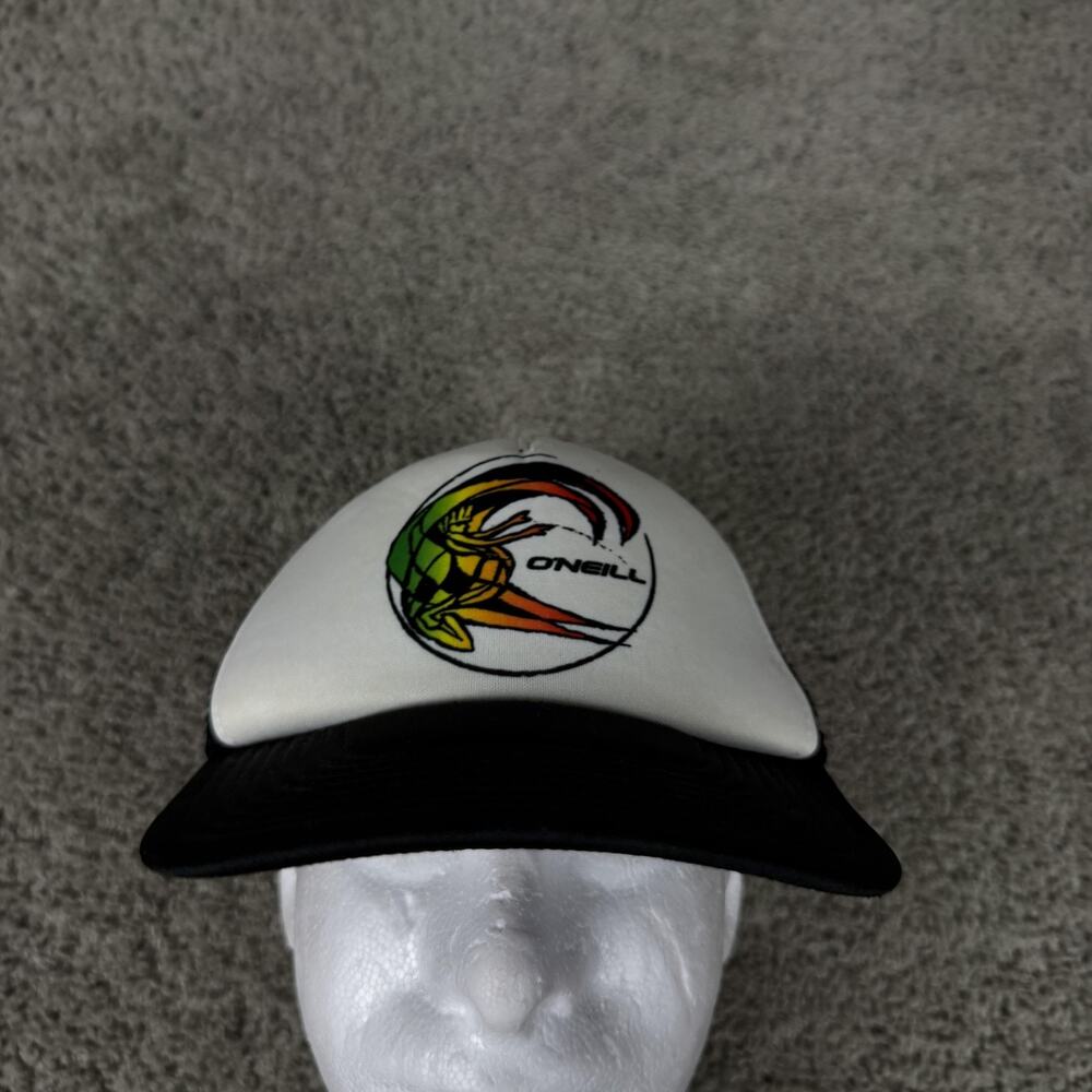 O'Neill Hat Cap Snap Back Mens One Size Black White Trucker Gecko Logo Mesh - Picture 2 of 10